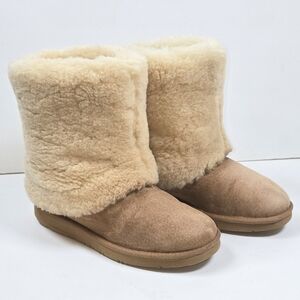 Ugg Maylin Cozy Shearling Winter Suede Cuff Boots Pull On Sz.7 Outdoor Luxury